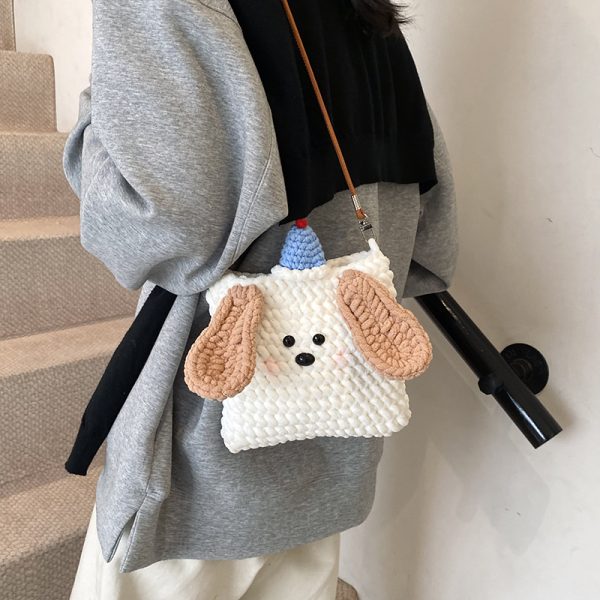 2025 Summer Quirky Cute Knitted Dog Mini Crossbody Phone Bag for Women - Trendy Fashion Accessory