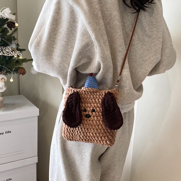 2025 Summer Quirky Cute Knitted Dog Mini Crossbody Phone Bag for Women - Trendy Fashion Accessory