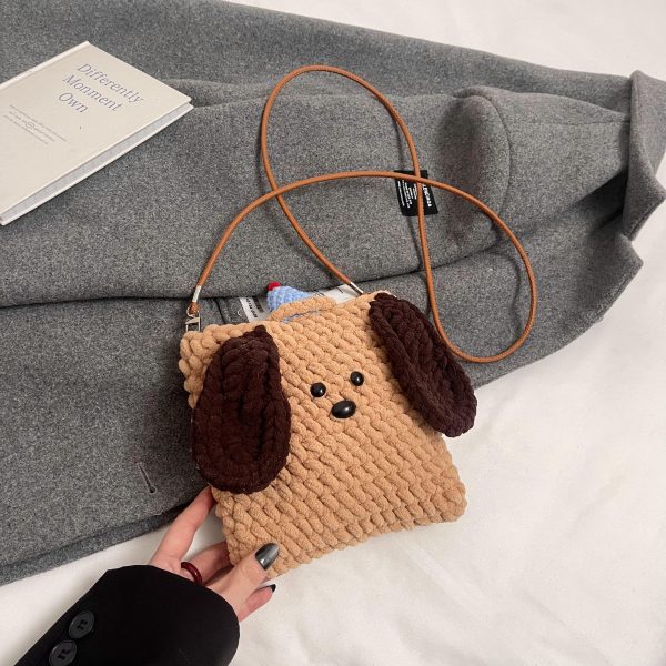 2025 Summer Quirky Cute Knitted Dog Mini Crossbody Phone Bag for Women - Trendy Fashion Accessory