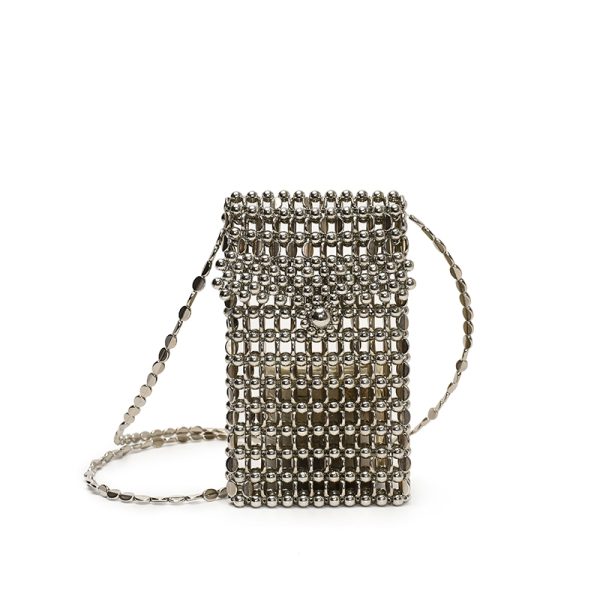 2025 Summer Silver Bead Mini Crossbody Bag for Women - High-End Phone Bag with Chic Niche Design