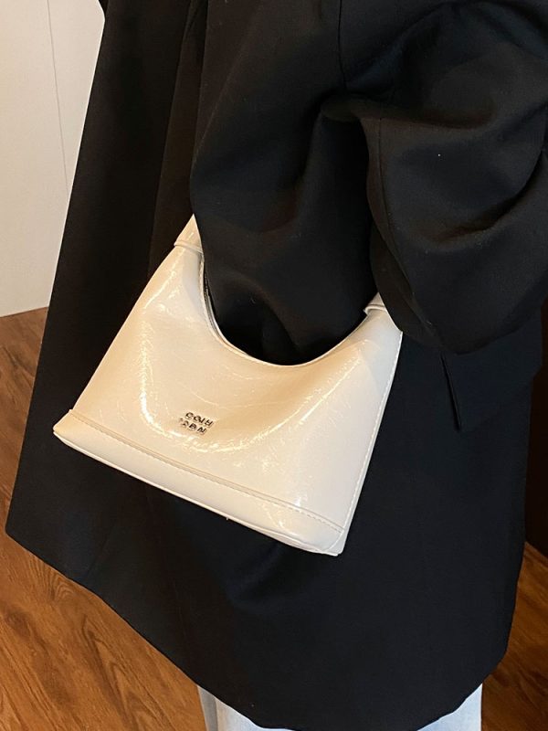 2025 Summer Versatile Oil Wax Leather Crossbody Handbag for Women - Chic Daily Commuting Dumpling Style