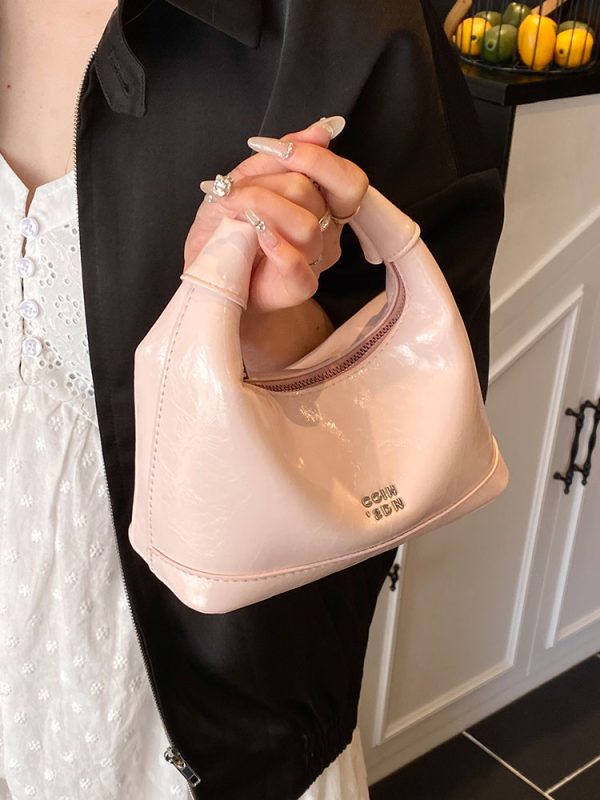 2025 Summer Versatile Oil Wax Leather Crossbody Handbag for Women - Chic Daily Commuting Dumpling Style