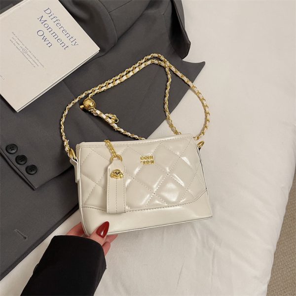 2025 Summer Women's Diamond-Patterned Bucket Bag, Chic Small Chain Crossbody, Fashionable and Versatile Style