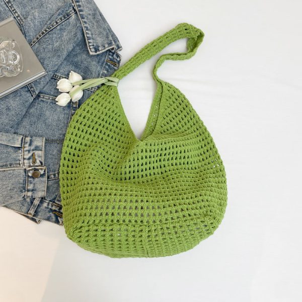 2025 Summer Women's Large Capacity Hollow Woven Beach Bucket Bag - Trendy Simple Design for Coastal Adventures