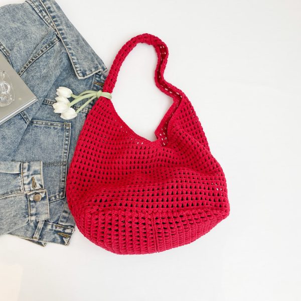 2025 Summer Women's Large Capacity Hollow Woven Beach Bucket Bag - Trendy Simple Design for Coastal Adventures