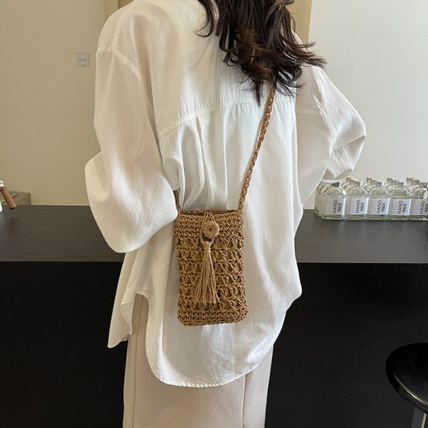 2025 Summer Woven Crossbody Bag for Women - Mini Straw Phone Bag, Versatile High-End Niche Style