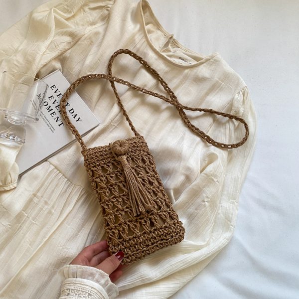 2025 Summer Woven Crossbody Bag for Women - Mini Straw Phone Bag, Versatile High-End Niche Style