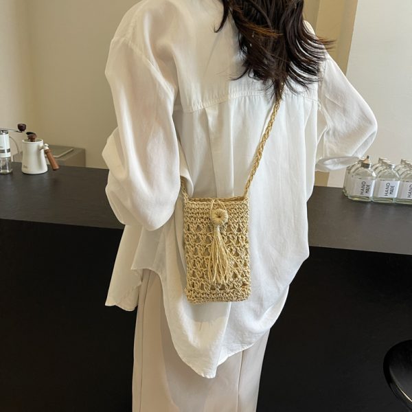 2025 Summer Woven Crossbody Bag for Women - Mini Straw Phone Bag, Versatile High-End Niche Style