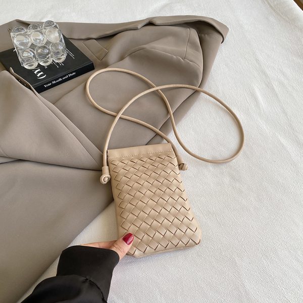 2025 Summer Woven Mini Crossbody Bag for Women - Trendy High-End Small Phone Bag for Walking and Outings