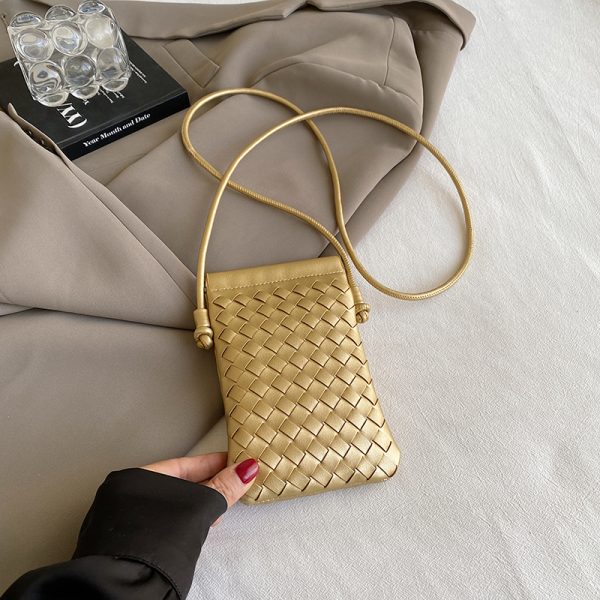 2025 Summer Woven Mini Crossbody Bag for Women - Trendy High-End Small Phone Bag for Walking and Outings