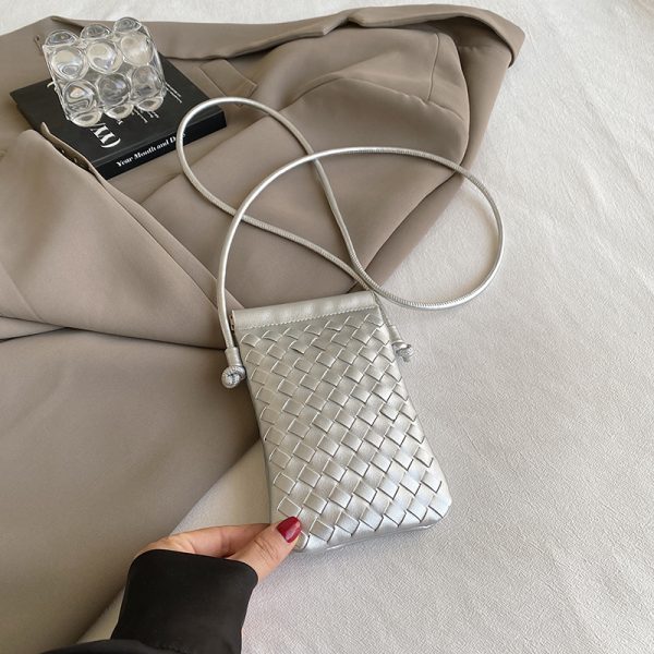 2025 Summer Woven Mini Crossbody Bag for Women - Trendy High-End Small Phone Bag for Walking and Outings