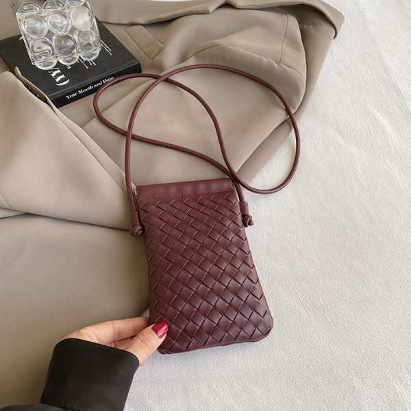 2025 Summer Woven Mini Crossbody Bag for Women - Trendy High-End Small Phone Bag for Walking and Outings