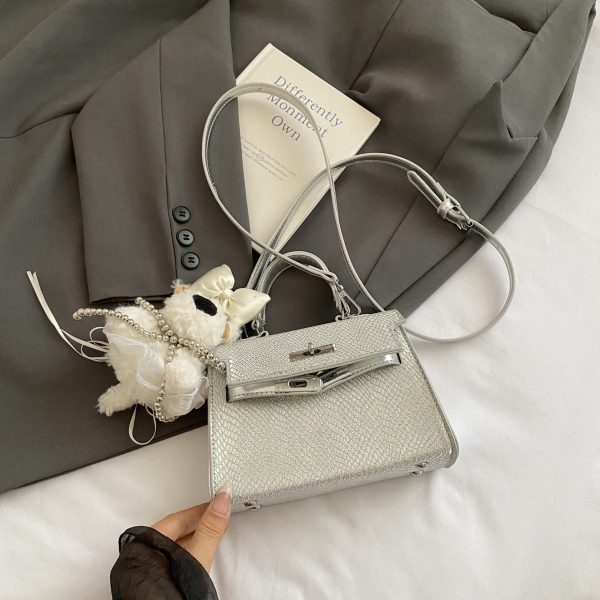 2025 Trendy Silver Kelly Handbag for Women - Versatile Small Square Shoulder Crossbody Bag