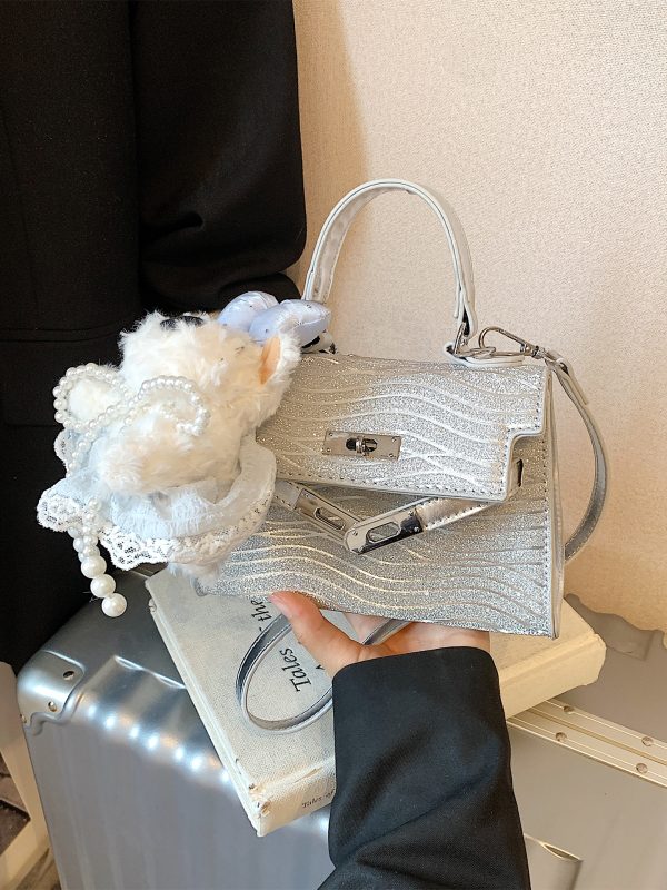 2025 Trendy Silver Kelly Handbag for Women - Versatile Small Square Shoulder Crossbody Bag