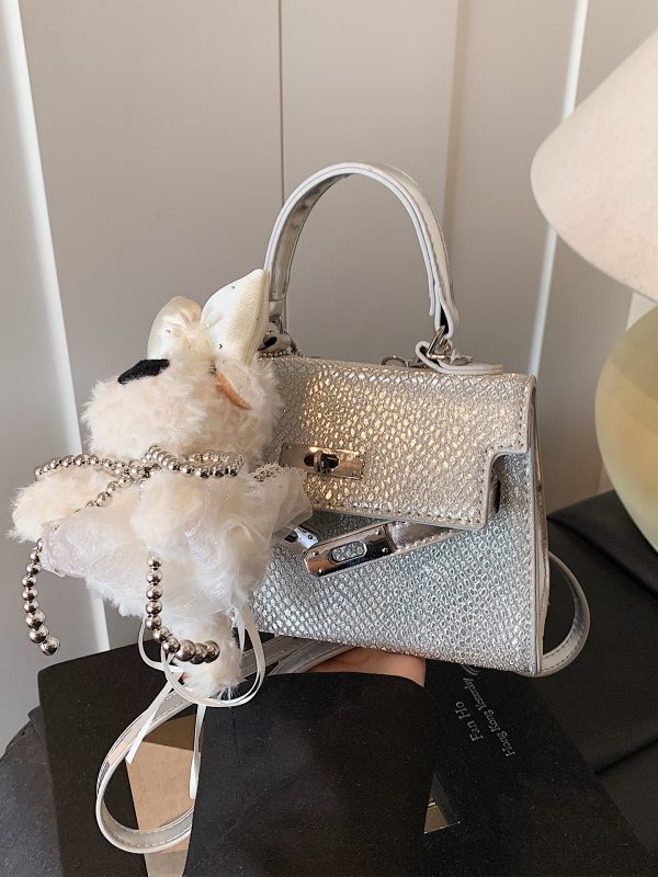 2025 Trendy Silver Kelly Handbag for Women - Versatile Small Square Shoulder Crossbody Bag