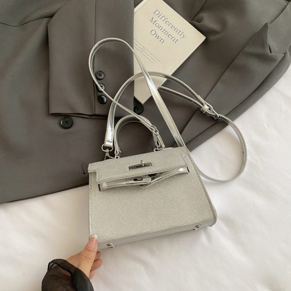 2025 Trendy Silver Kelly Handbag for Women - Versatile Small Square Shoulder Crossbody Bag