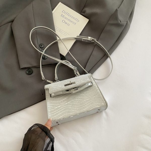 2025 Trendy Silver Kelly Handbag for Women - Versatile Small Square Shoulder Crossbody Bag