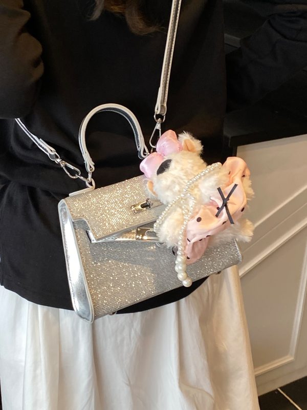 2025 Trendy Silver Kelly Handbag for Women - Versatile Small Square Shoulder Crossbody Bag