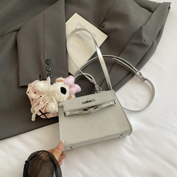 2025 Trendy Silver Kelly Handbag for Women - Versatile Small Square Shoulder Crossbody Bag