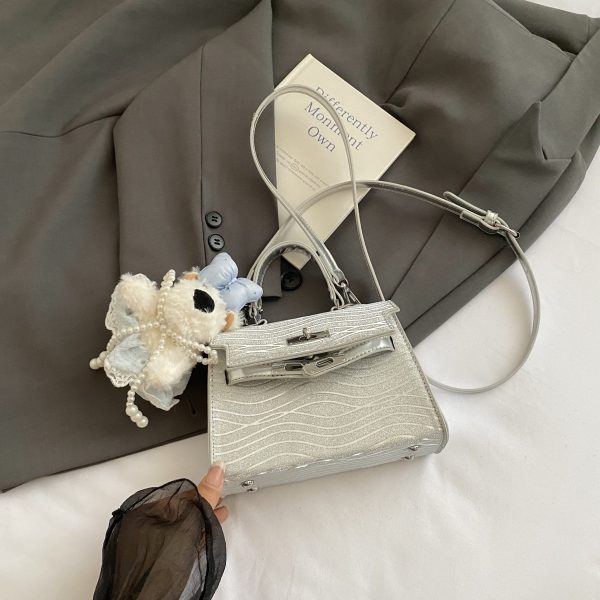 2025 Trendy Silver Kelly Handbag for Women - Versatile Small Square Shoulder Crossbody Bag