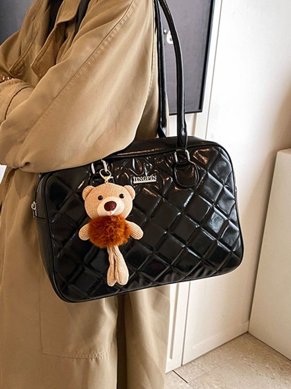 2025 Winter Women's Minimalist Diamond-Patterned Handheld Travel Bag, Chic Shoulder Bag, High-End Underarm Style
