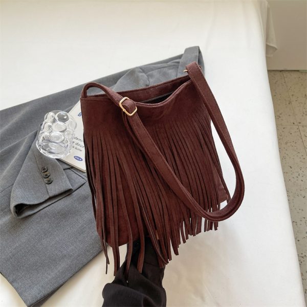 2025 Women's Autumn Winter Retro Korean Style Tassel Small Square Shoulder Bag - High-End Minimalist Fashion Accessory