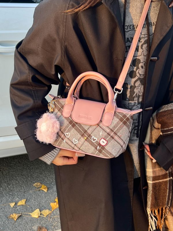 2025 Women's Color-Blocking Woolen Handbag - Small Square Shoulder Crossbody Bag for Spring and Summer Fashion