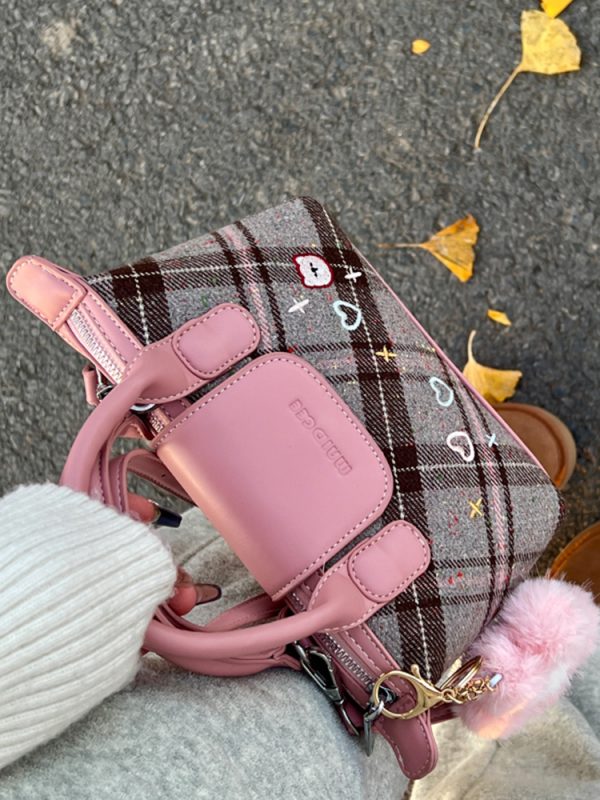 2025 Women's Color-Blocking Woolen Handbag - Small Square Shoulder Crossbody Bag for Spring and Summer Fashion