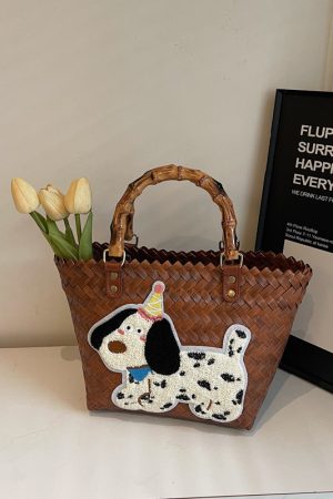 2025 Women's Handheld Bamboo Joint Beach Bag - Color-Blocking Woven Travel Basket for Shopping & Summer Style