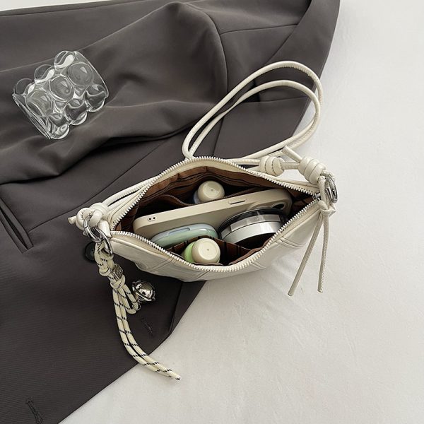 2025 Women's High-End Silver Horn Dumpling Bag - Textured Crossbody Zipper Phone Bag for Summer Fashion
