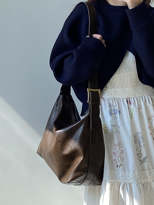 2025 Women's Korean Style Literary Retro Tote Bag - Large Capacity Commuter Shoulder & Crossbody Bag