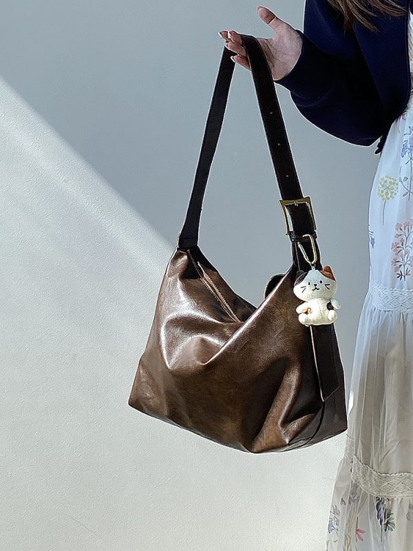 2025 Women's Korean Style Literary Retro Tote Bag - Large Capacity Commuter Shoulder & Crossbody Bag