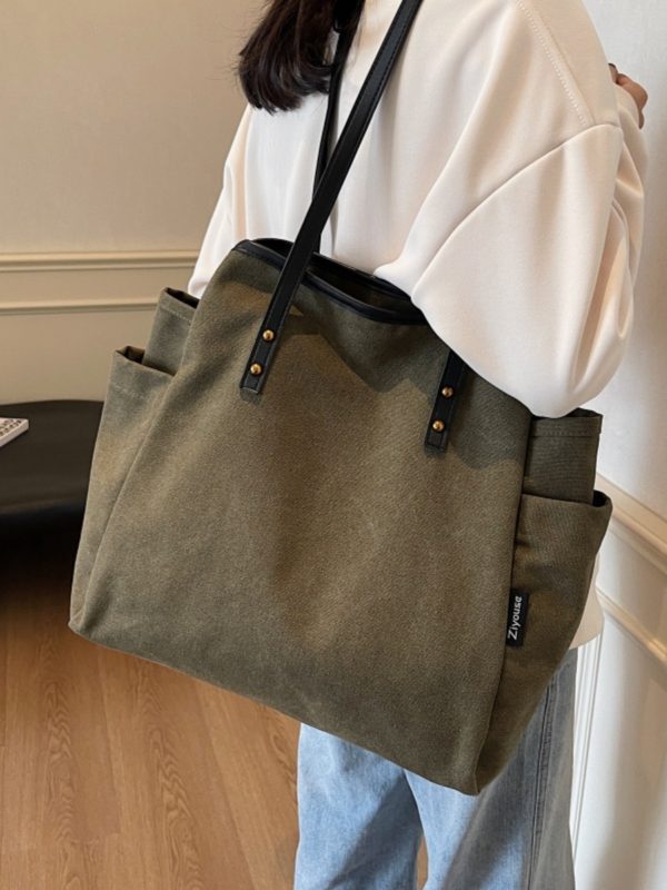 2025 Women's Large Capacity Canvas Tote Bag - Stylish Shoulder Bag for Commuting and Classes, Winter Essential