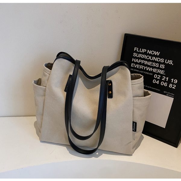 2025 Women's Large Capacity Canvas Tote Bag - Stylish Shoulder Bag for Commuting and Classes, Winter Essential