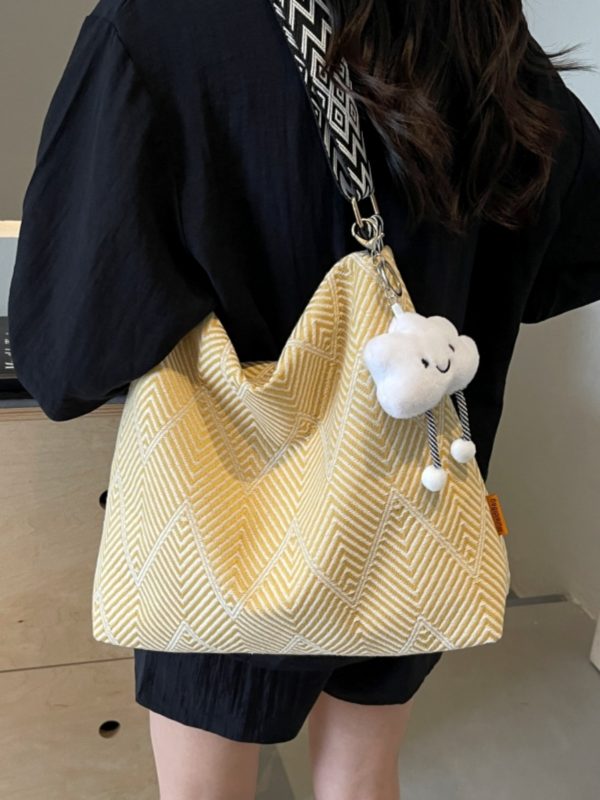 2025 Women's Large Capacity Plaid Canvas Tote Bag - Stylish Shoulder & Crossbody Bag for Students and Commuting
