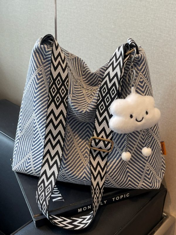 2025 Women's Large Capacity Plaid Canvas Tote Bag - Stylish Shoulder & Crossbody Bag for Students and Commuting