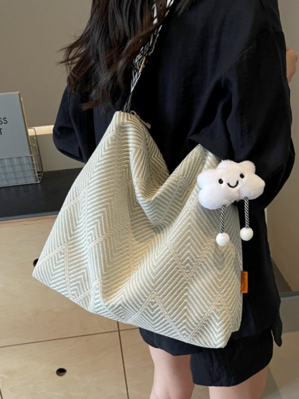 2025 Women's Large Capacity Plaid Canvas Tote Bag - Stylish Shoulder & Crossbody Bag for Students and Commuting