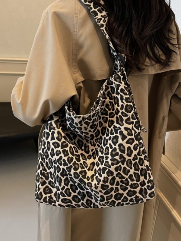 2025 Women's Leopard Print Tote Bag - Large Capacity Canvas Shoulder Bag for Spring & Summer, Perfect for Commuting & Class
