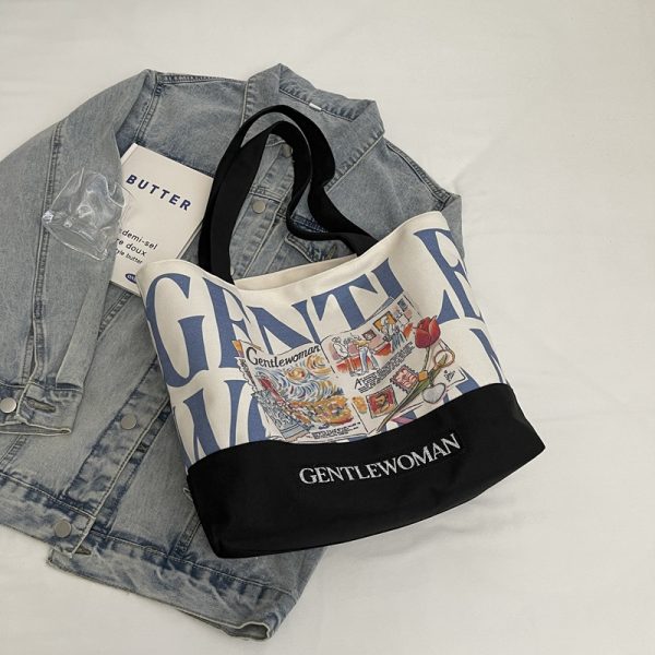 2025 Women's Letter Canvas Bag - Versatile Large Capacity Commuter Tote for Students, Stylish Shoulder Handbag