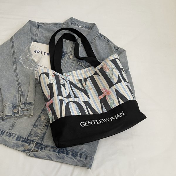 2025 Women's Letter Canvas Bag - Versatile Large Capacity Commuter Tote for Students, Stylish Shoulder Handbag