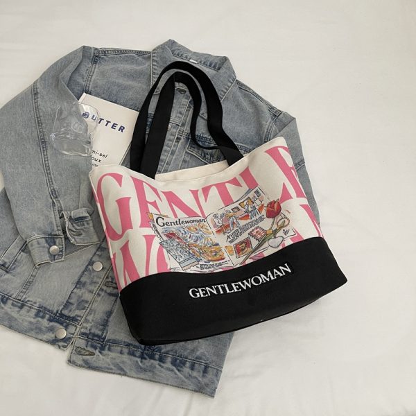 2025 Women's Letter Canvas Bag - Versatile Large Capacity Commuter Tote for Students, Stylish Shoulder Handbag
