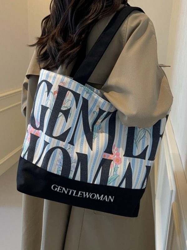 2025 Women's Letter Canvas Bag - Versatile Large Capacity Commuter Tote for Students, Stylish Shoulder Handbag
