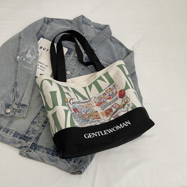 2025 Women's Letter Canvas Bag - Versatile Large Capacity Commuter Tote for Students, Stylish Shoulder Handbag