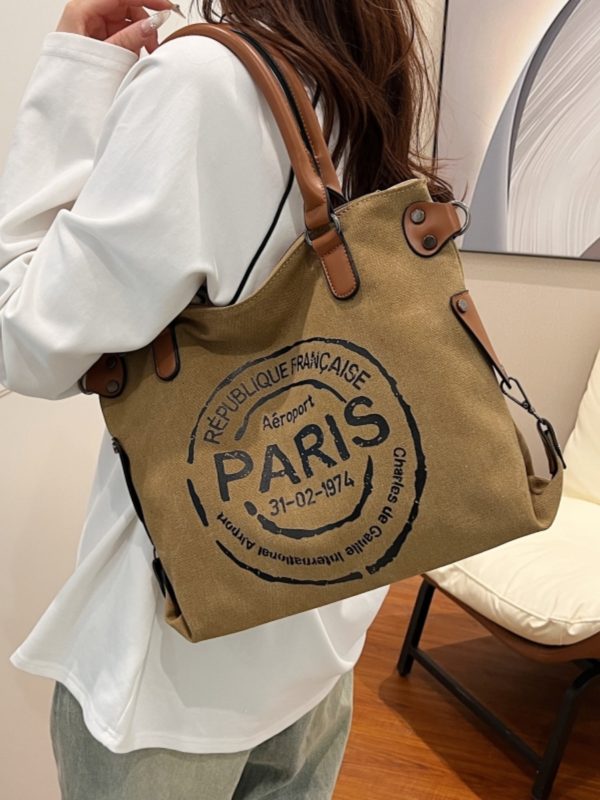 2025 Women's Single-Shoulder Canvas Tote Bag - Large Capacity Spring & Summer Fashion for Classes & Commuting