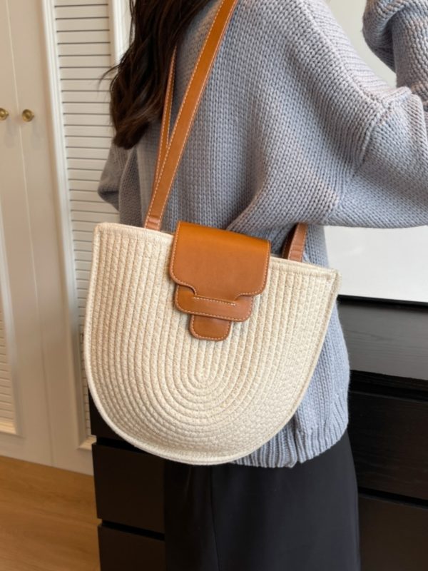 2025 Women's Straw Shoulder Bag - Woven Seaside Vacation Tote in French Pastoral Style, Perfect for Commuting and Summer Outings