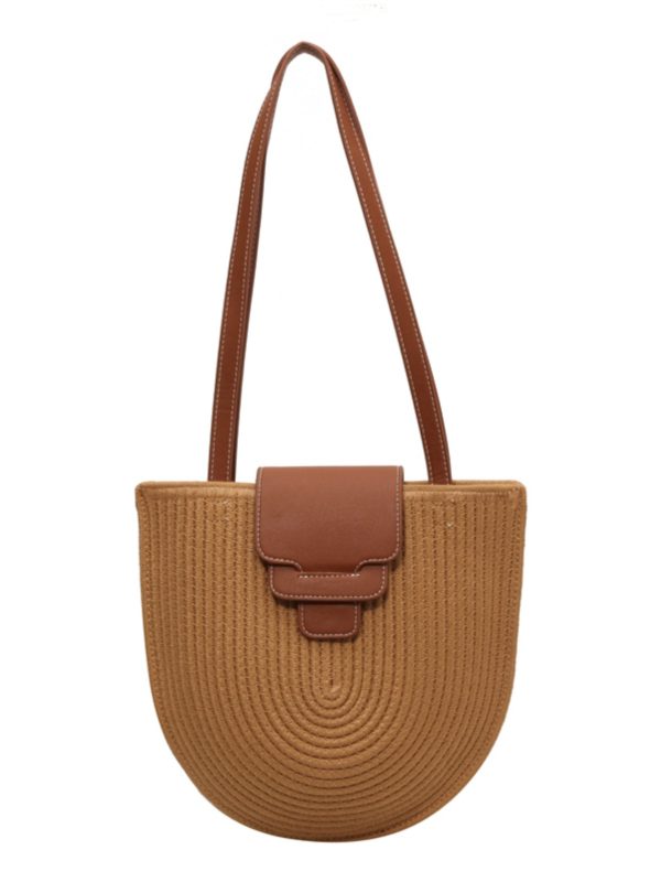 2025 Women's Straw Shoulder Bag - Woven Seaside Vacation Tote in French Pastoral Style, Perfect for Commuting and Summer Outings