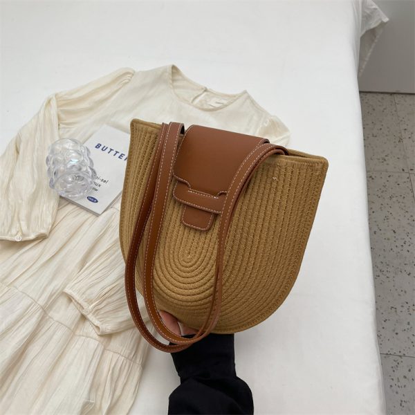 2025 Women's Straw Shoulder Bag - Woven Seaside Vacation Tote in French Pastoral Style, Perfect for Commuting and Summer Outings
