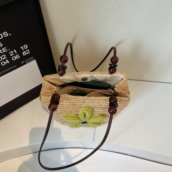 2025 Women's Summer Bohemian Woven Beach Bag - Straw Bucket Bag for Seaside Outings, Single Shoulder Design
