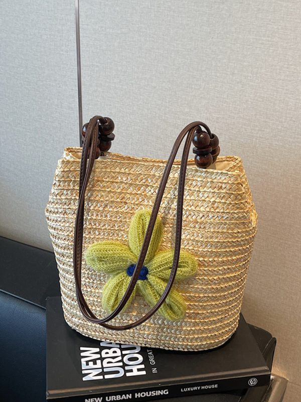 2025 Women's Summer Bohemian Woven Beach Bag - Straw Bucket Bag for Seaside Outings, Single Shoulder Design