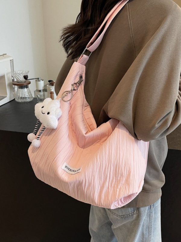 2025 Women's Summer Canvas Tote Bag - Versatile Large Capacity Shoulder Crossbody Bag in Korean Style for Students and Commuters